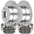 AutoShack Rear Brake Calipers Ceramic Pads Drilled Slotted Rotors Silver Kit Driver and Passenger Side Replacement for 2010 2011 2012 INFINITI EX35 2013 EX37 2014-2016 2017 QX50 3.5L 3.7L V6 AWD RWD