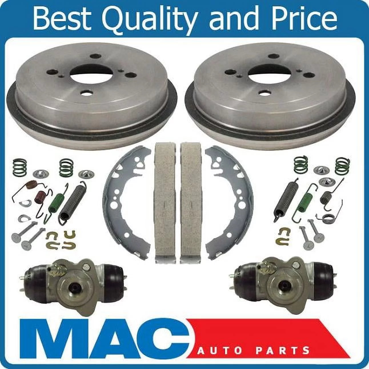 Rear Brake Drums Shoes Spring Kit Wheel Cylinder for Toyota Echo 6Pc 00-05