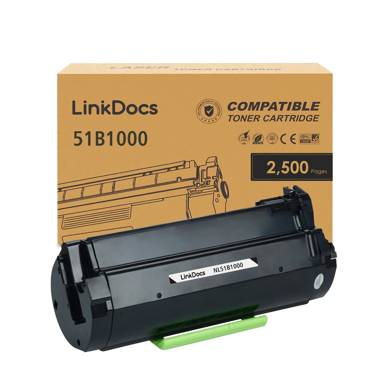 LinkDocs 51B1000 Compatible Toner Cartridge for Lexmark MS317dn, MS417dn, MS517dn, MS617dn, MX317dn, MX417de, MX517de, MX617de, Laser Printer, 2,500 Pages