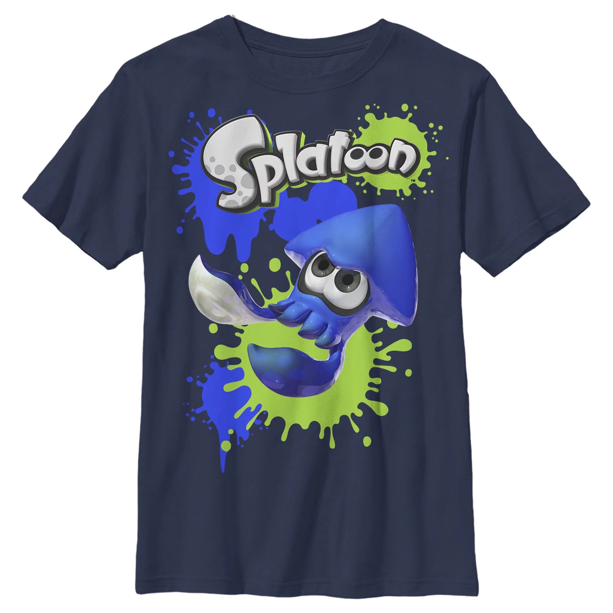 Boy's Nintendo Splatoon Spleediddle Splat  Graphic Tee Navy Blue X Small