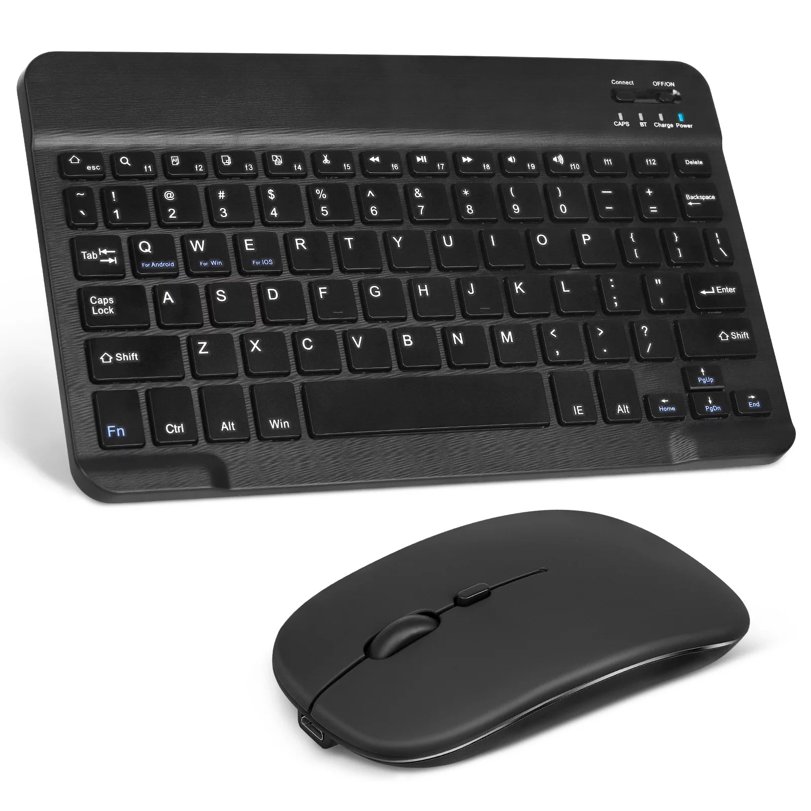 UrbanX Rechargeable Bluetooth Keyboard and Mouse Combo Ultra Compact Slim Full-Size Keyboard and Ergonomic Mice for X30 Max Mac/Desktop/PC/Laptop/Tablet and All Windows 10/8/7 - Black